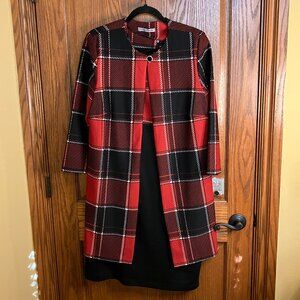 Danny and Nicole Red & Black Midi Dress & Jacket Size 16